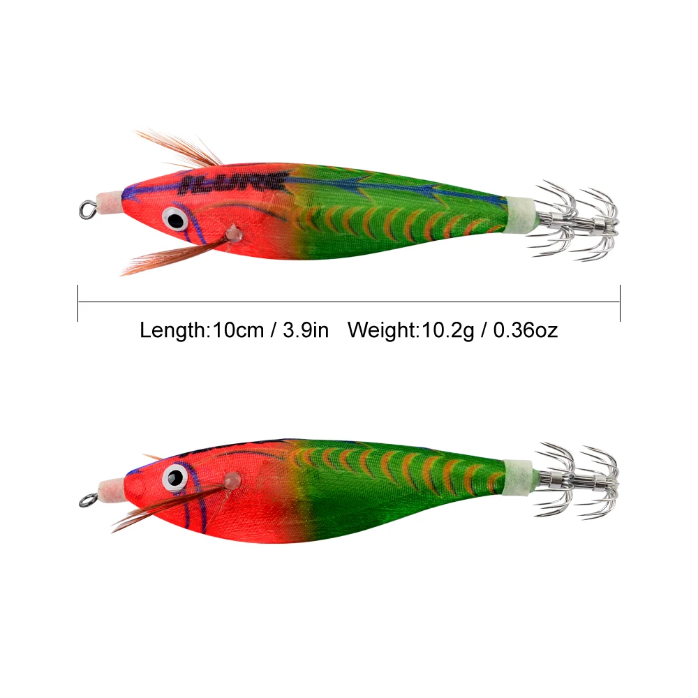 Señuelos de pesca, 2 uds., 10cm, 10,2g, plantilla de calamar con batería, madera Artificial, camarones, pulpo, cebo duro, plantillas de sepia, anzuelo, Crankbait de mar - imagen 5