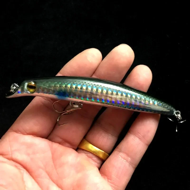 1 unidad de pesca de agua de mar, pececillo de buceo, 0,2-0,5 m, señuelos artificiales, cebo duro de 10,5 cm, 12cm, señuelo de lubina, suministros de pesca brillantes con láser - imagen 2