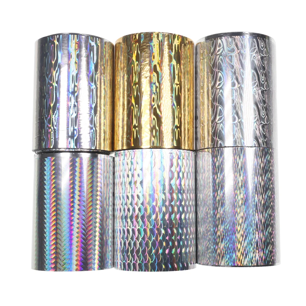 Papel de aluminio holográfico para estampado en caliente, pegatinas láser de pesca para señuelos de pesca Sabiki, plantillas, cebos, cuchara, accesorios de pesca, 120M x 8CM - imagen 5