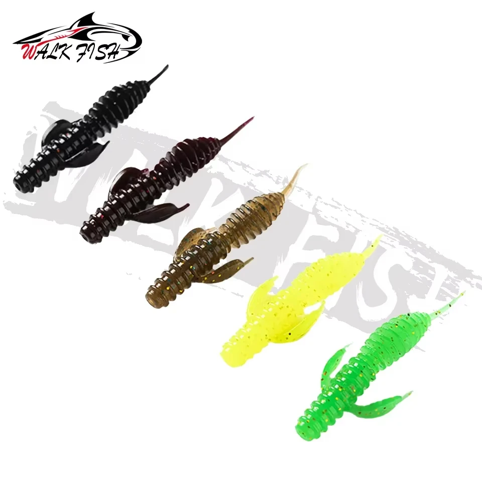WALK FISH 12 Uds 6,2 cm 1,5g señuelos blandos larva de plástico flotante de agua dulce Swimbaits gusanos de silicona pesca cebos artificiales falsos - imagen 4