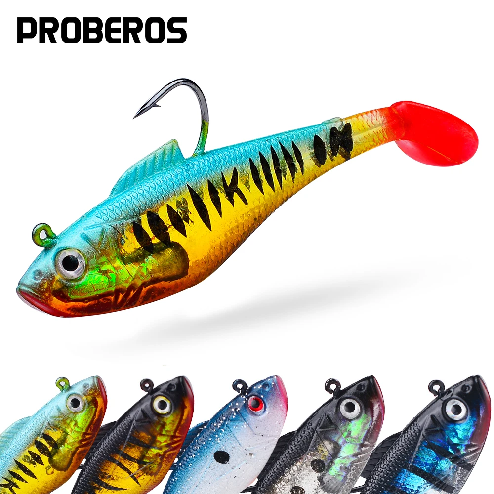 PROBEROS 5 señuelos de pesca blandos de primera calidad con plantilla, cebo Wobblers realista con anzuelos fuertes, perfecto para agua dulce y salada - imagen 2