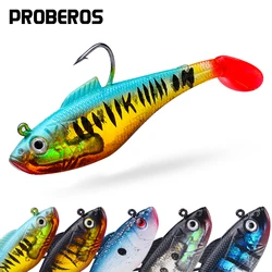 PROBEROS 5 señuelos de pesca blandos de primera calidad con plantilla, cebo Wobblers realista con anzuelos fuertes, perfecto para agua dulce y salada