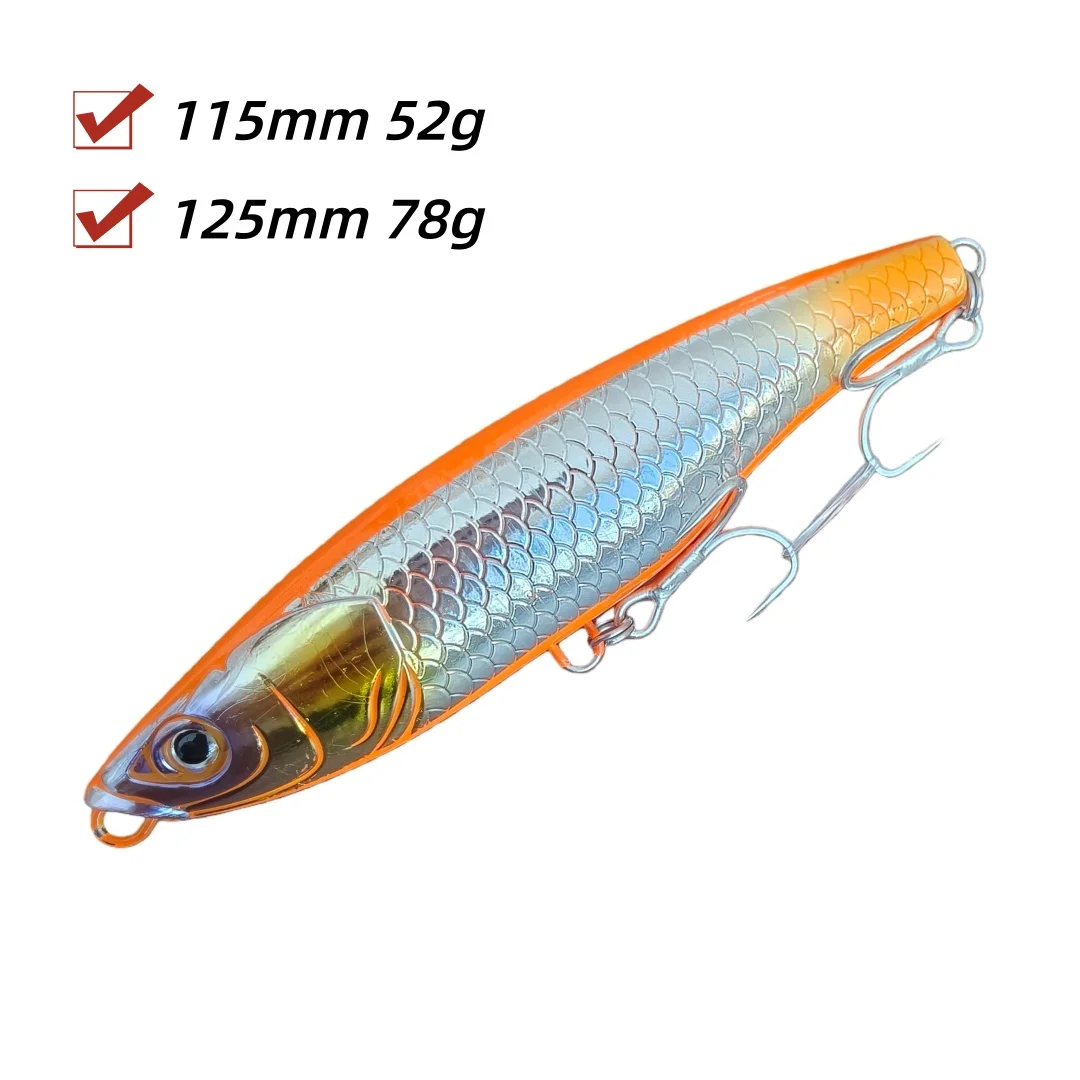 Swolfy, 1 unidad, 115mm, 52g, 125mm, 78g, lápiz de fundición larga para agua salada, señuelo de pesca que se hunde, cebo de mar Artificial, aparejos adhesivos