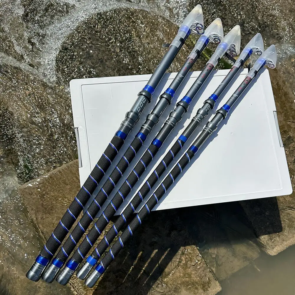 Caña de pescar giratoria de fibra de carbono telescópica de 2,1 m-3,6 m, caña de pescar de mar grande, caña de lanzamiento súper dura de larga distancia con enchufe de tierra - imagen 2