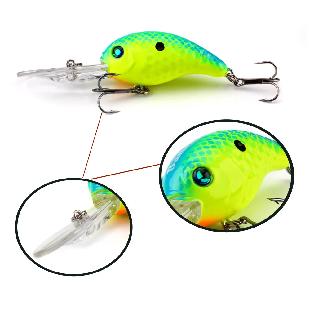 Señuelos de Pesca de 1 piezas, 5cm, 10g, Crankbait, Minnow, anzuelos triples, cebos duros para nadar, Wobbler, lengua larga - imagen 5