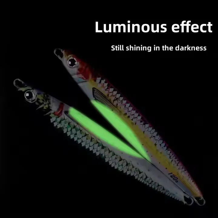 TAKEDO MJ01 Señuelos de pesca con impresión 3D, señuelo de Jigging con revestimiento UV, plantilla de Metal, cebo de pescado débil, cebo Artificial Luminou para Bar, atún - imagen 5