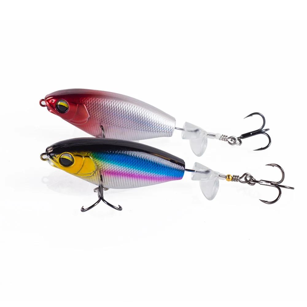 Hanlin-señuelo de Pesca Popper, 90mm/11g, para Wobbler Topwater, cebo duro, hélice de cola, Plopper, Swimbait, lubina, aparejos artificiales