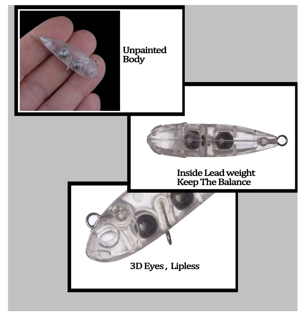 Chan'sHuang 30 Uds cebo en blanco sin pintar 3,8g/40mm hundimiento silencioso Mirco lápiz señuelo de pesca Artificial - imagen 4
