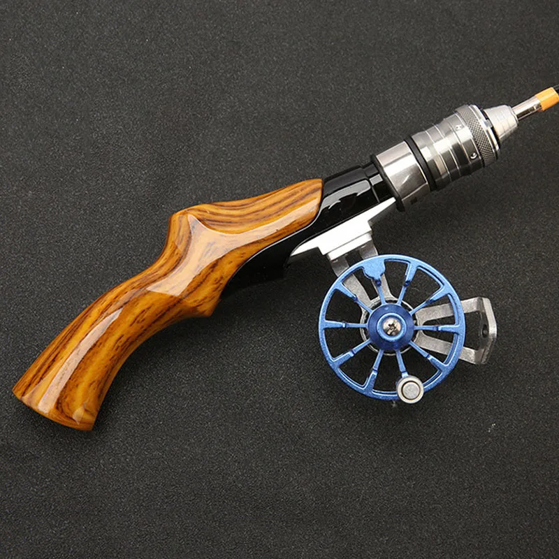 Caña de pescar en hielo de cola ligeramente plana sólida 50CM 60CM 70CM caña de pescar de invierno portátil MINI puente caña de pescar - imagen 2