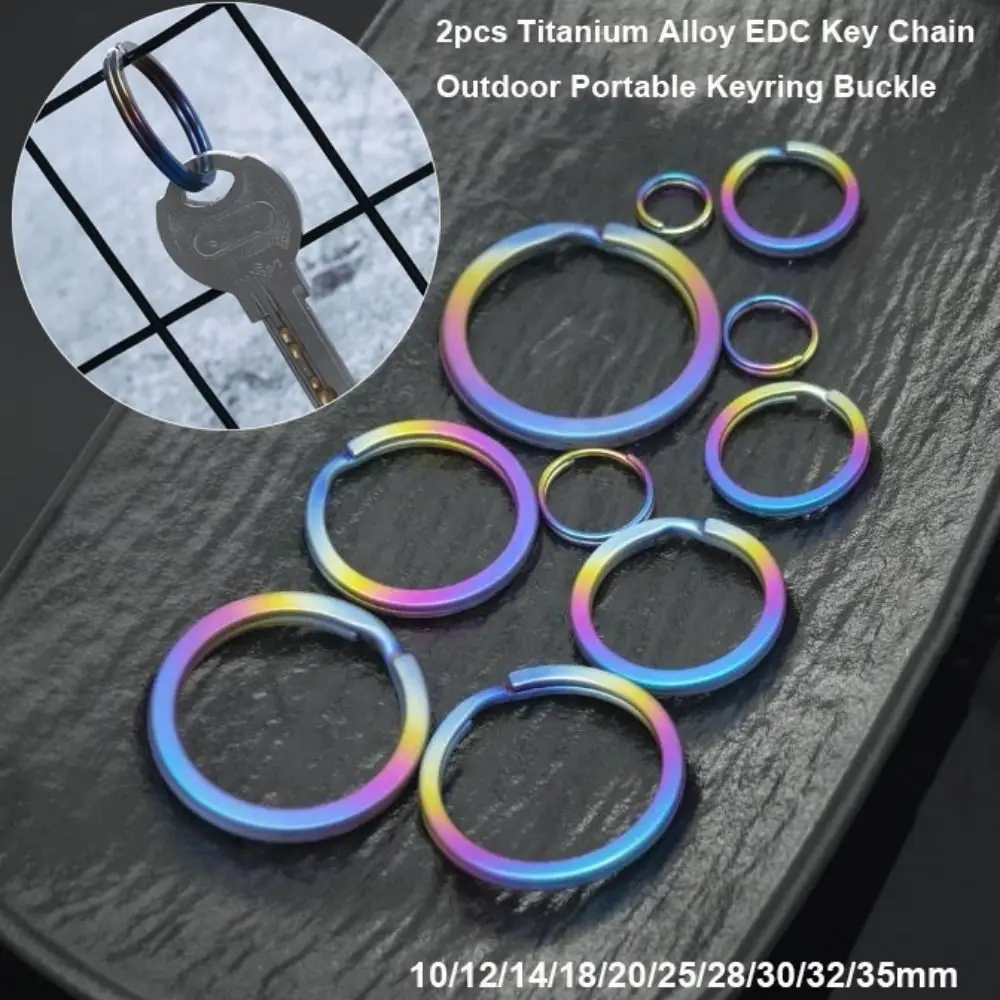 2 uds 10/12/14/18/20/25/28/30/32/35mm aleación de titanio EDC llavero portátil multitamaño llavero círculo Clip - imagen 4