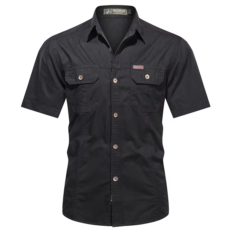 Camisa informal verano hombre – Algodón puro manga corta 5XL AF8808