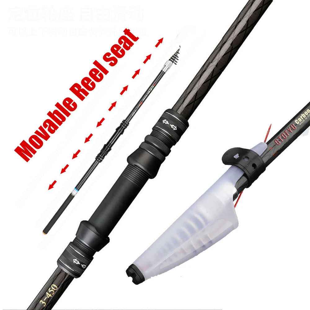 2,7 M 3,6 M 4,5 M 5,4 M 6,3 M 7,2 M caña de pescar telescópica de carbono caña ultraligera señuelo carpa viaje océano caña de pescar giratoria - imagen 3