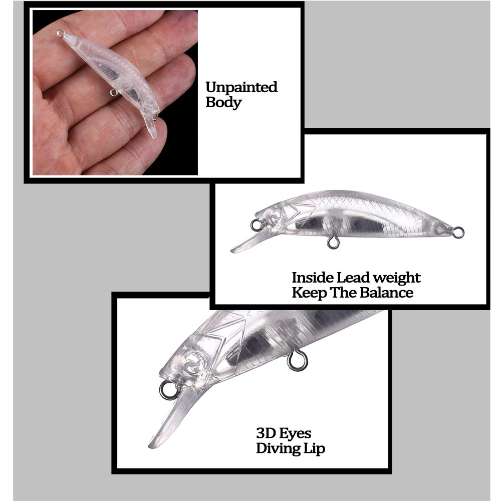 Chan'sHuang 30 Uds sin pintar 60mm 5,2g buzo poco profundo hundimiento pececillo cebo silencioso Wobblers DIY hecho a mano Señuelos de pesca en blanco - imagen 4