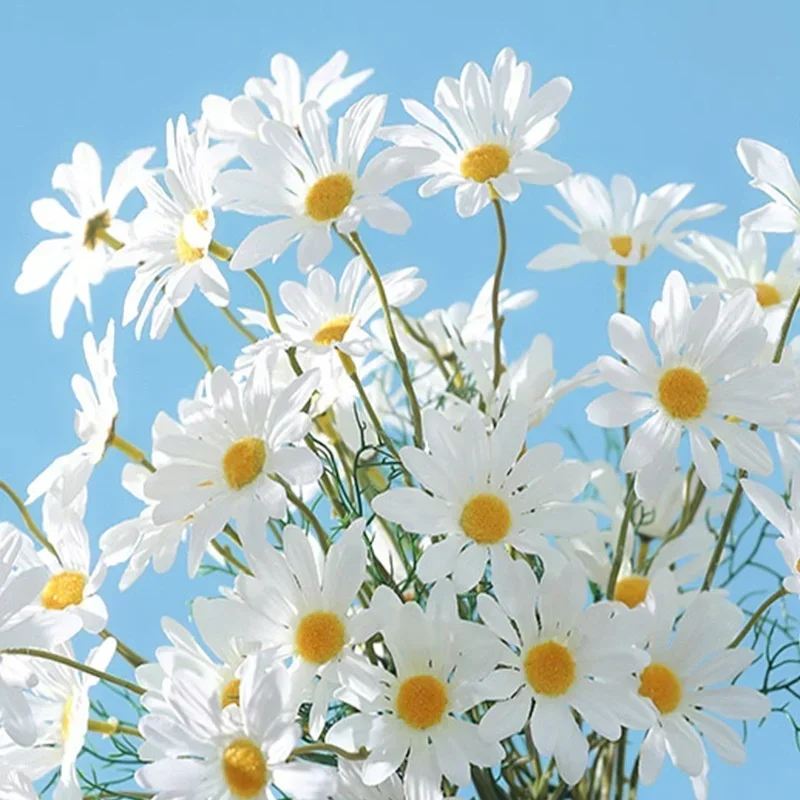 1 Uds. De 5 cabezas de flores artificiales coloridas, ramo de Margarita pequeña, decoración del hogar para fiesta, decoración de jardín de boda, suministros para exteriores - imagen 3