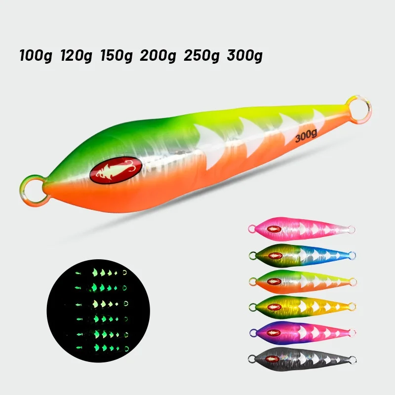 Señuelo de pesca de mar con plantilla de Metal, pesca en barco de aguas profundas, Jigging Vertical, cebo Artificial de paso lento, hundimiento rápido, 100g/200g/250g/300g