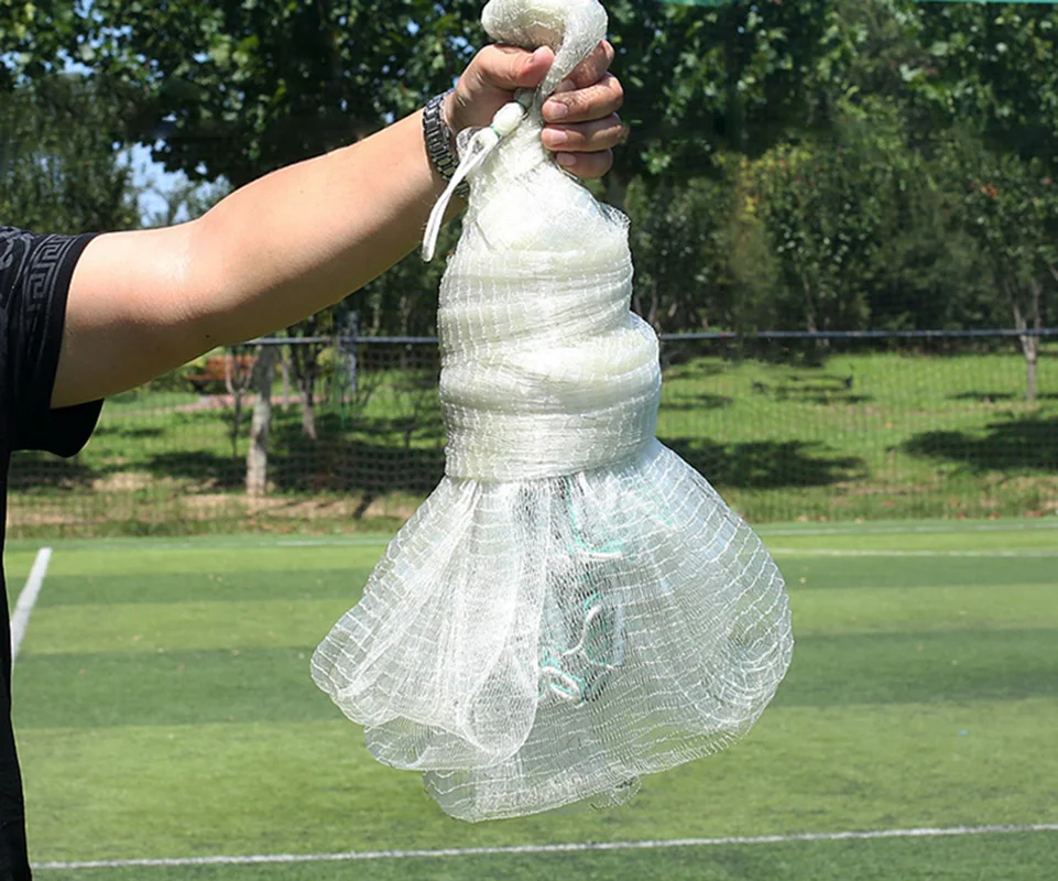 Lawaia-Red de fundición tradicional, hilo de nailon blanco, colgante de acero de hierro, peso, redes de pesca para lanzar a mano, Red de aterrizaje, captura de peces - imagen 3