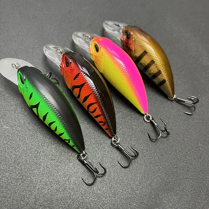 Cebos duros artificiales para pesca, equipo de pesca y 15g de 70mm, señuelos de manivela para buceo de 2m, aparejos de Lucio - imagen 5