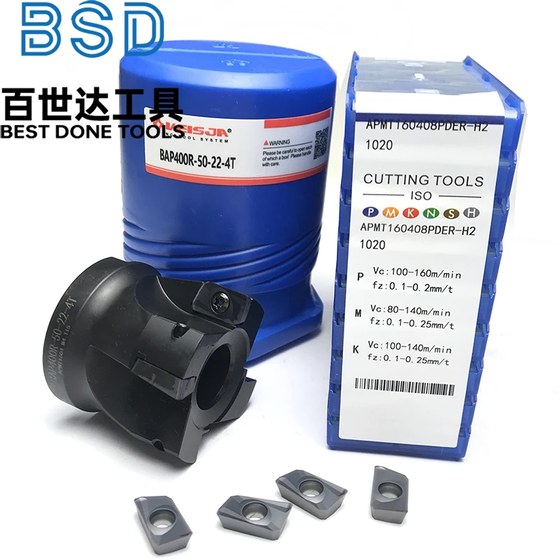 BAP400R 50-22-4T 63 80 100 Cuchillo cortador de fresado para máquinas herramientas CNC Cortador plano de fresa frontal con APMT 160408   Insertos de carburo - imagen 2