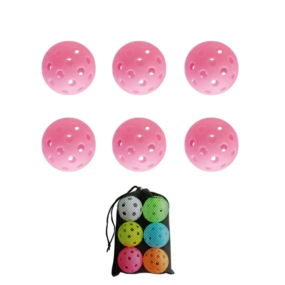 6 unids/set pelota de Pickleball luminosa de alta visibilidad 40 agujeros colorido que brilla en la oscuridad Pickleball duradero con bolsa de malla - imagen 5