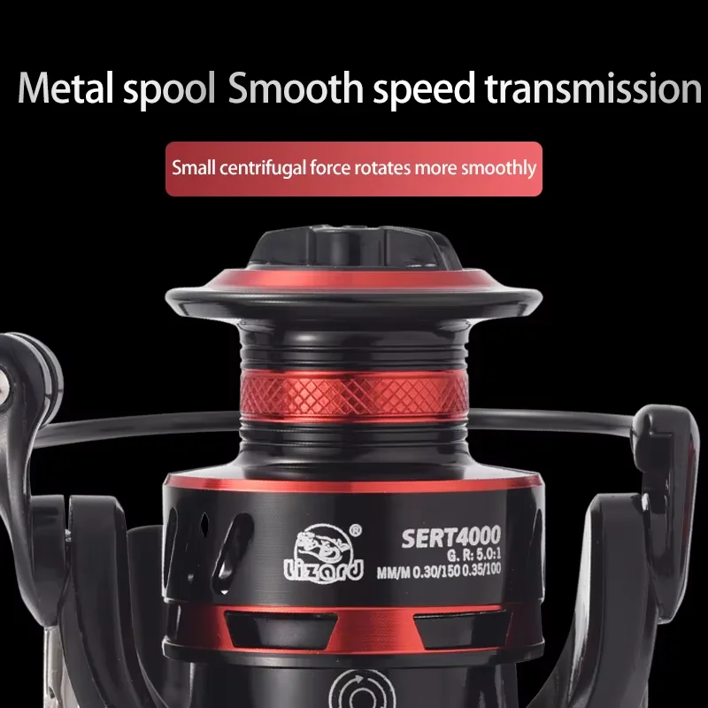 Carrete totalmente metálico Lizard SERT, cuerpo principal de alta resistencia, rodamiento 13 + 1, relación de velocidad 5,0:1, carrete giratorio con perilla redonda - imagen 2