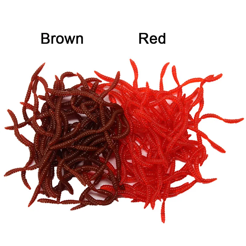 100 Uds 60mm pesca de lombriz realista gusano luz fluorescente señuelo suave cebo de silicona aditivo de olor a pescado pesca de carpa lubina - imagen 5