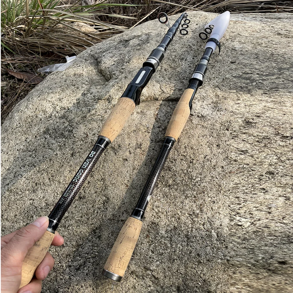 Cañas de pescar telescópicas portátiles de fibra de carbono, ultraligeras, giratorias, de fundición, señuelo, aparejos de pesca, 1,8 M-3,0 M - imagen 5