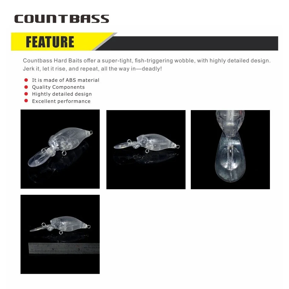 Countbass 10 Uds cuerpos de señuelo en blanco flotantes 38mm/1,5 "3,6g/0,13oz, cebo de pesca sin pintar, Crankbaits, Wobblers - imagen 4