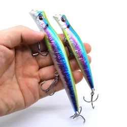 AOCLU Lápiz Topwater Hybrid con anzuelos VMC dos tonos para lubina