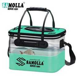 Cubo de pesca para peces vivos transparente reforzado plegable