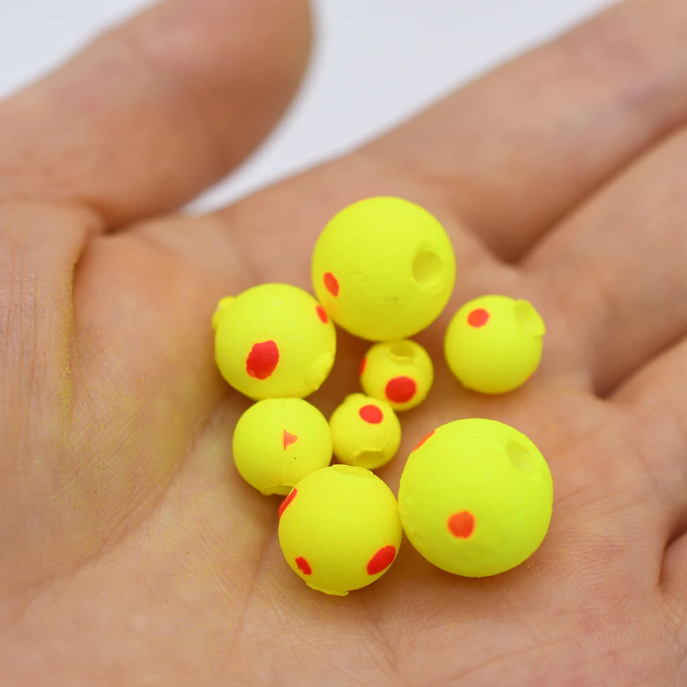 MNFT 20 bolas flotantes de pesca, bola de flotabilidad de espuma EPS ultraligera, accesorios de cebo flotante de pesca amarillo - imagen 5