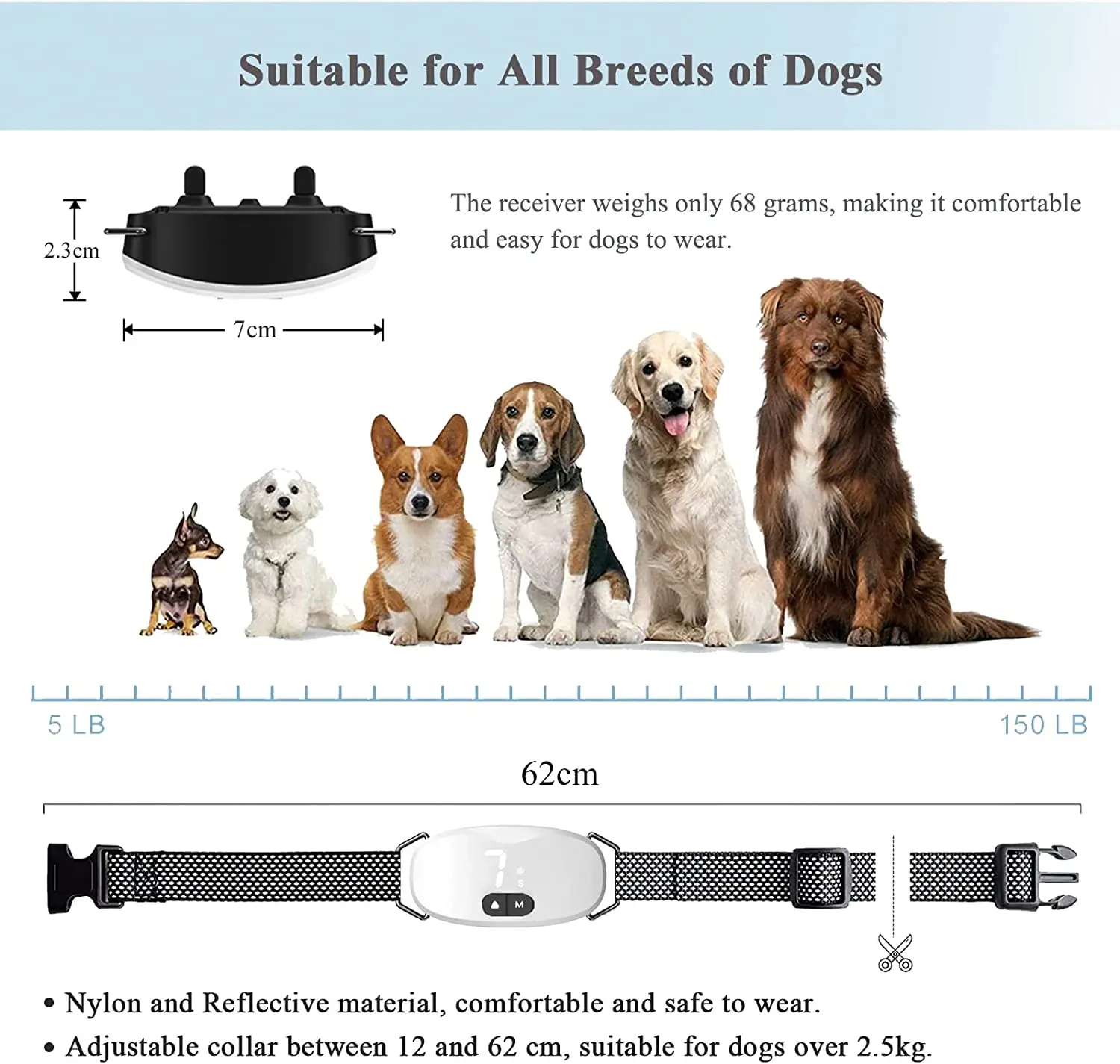 Collar antiladridos para perros, descarga eléctrica, sonido de vibración con LED para perros pequeños y grandes, collar de entrenamiento sin ladridos, accesorios para perros - imagen 4