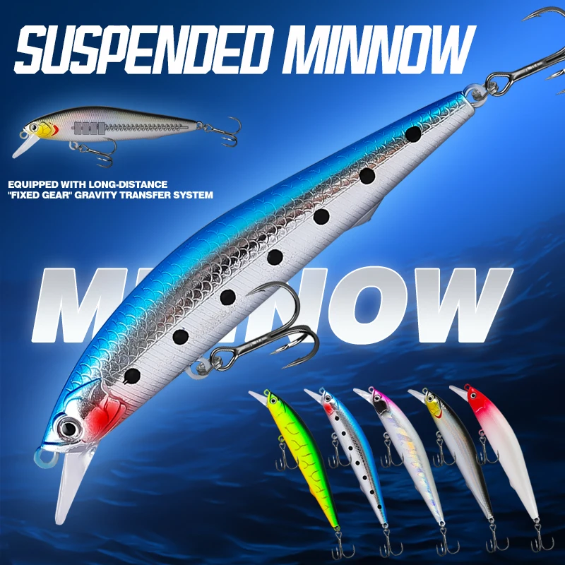 Señuelo de Pesca TAIYU de 10 cm y 9.5 g, Señuelo de Suspensión Tipo Minnow, Lanzamiento Largo, Retención de Mosca Muerta, Cebo para Pesca de Lubina Blanca - imagen 2