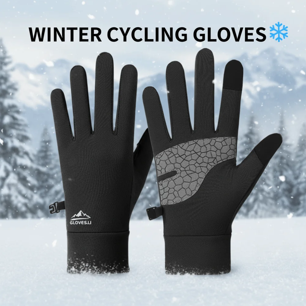 Guantes térmicos de lana para ciclismo de invierno, hebilla de bloqueo de pantalla táctil, guantes gruesos para ciclismo, resistentes al desgaste, antideslizantes, cálidos para exteriores - imagen 4