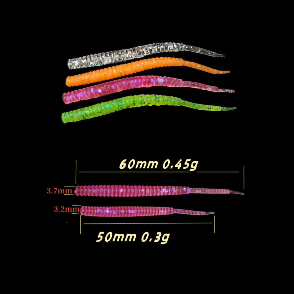 MUKUN-señuelo de pesca suave pequeño, cola de aguja Artificial Wobbler de silicona, cebo de gusano, aparejos de pesca, 0,3g/0,45g, 10 unidades por lote - imagen 4