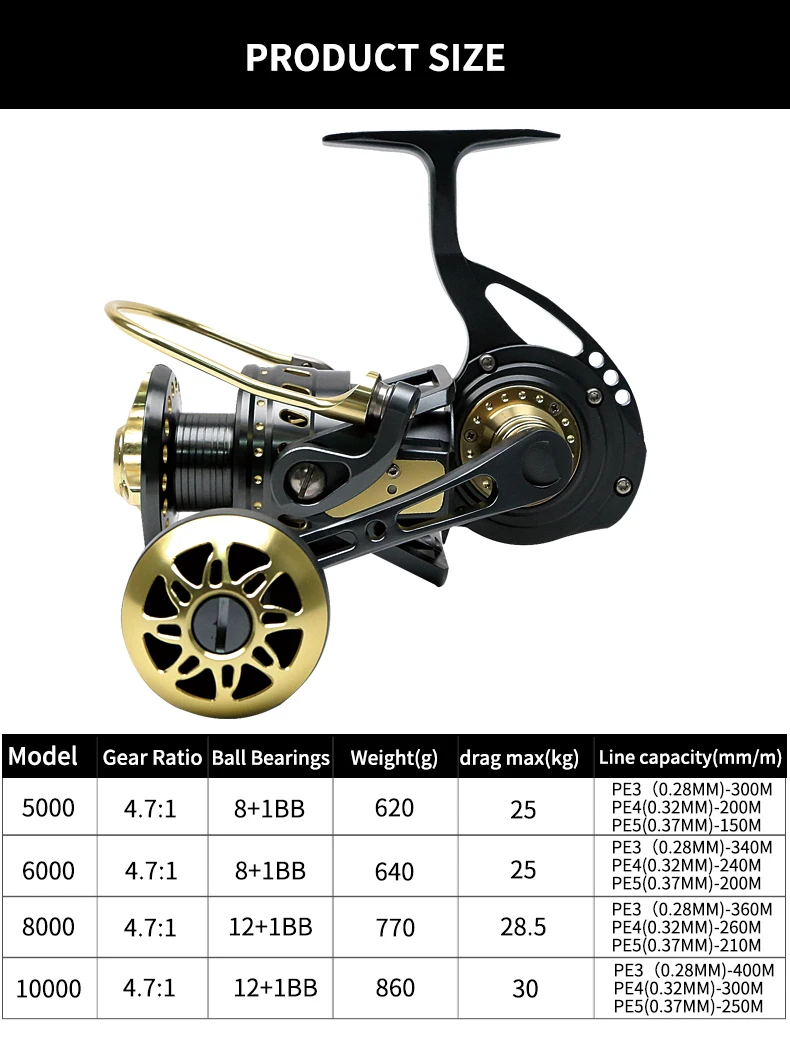 Carretes de pesca 12 + 1BB, rodamientos 4,7: 1, carrete giratorio de Metal, alimentador de agua salada, accesorios de pesca de carpa - imagen 2