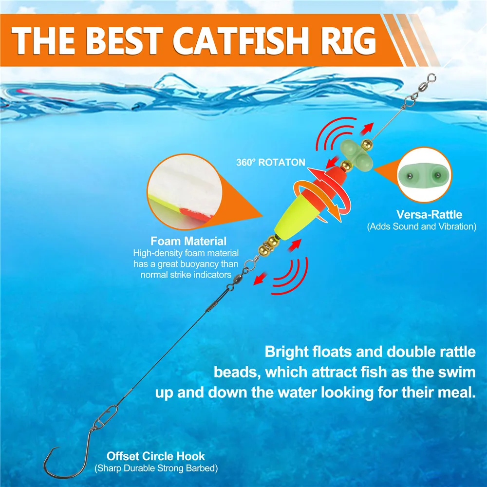 Anzuelos de pesca con sonajero flotante, aparejos de pesca con 8/0 ganchos circulares de compensación, equipo de aparejo de arena, 2 piezas - imagen 5