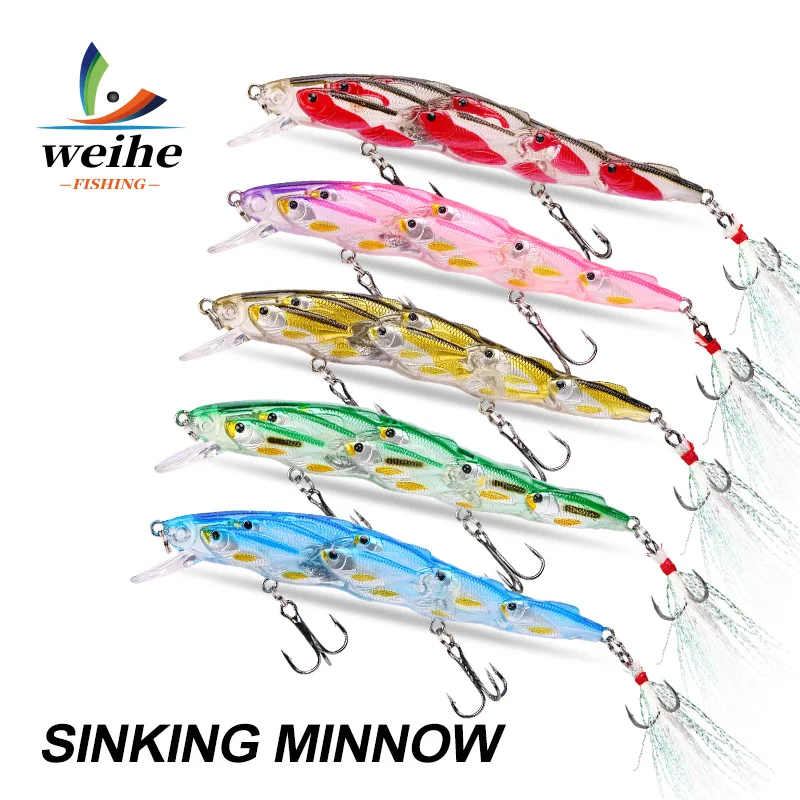 WEIHE 1 pieza/3 piezas 11cm14g señuelo Minnow cebo adecuado juego de cebo duro - imagen 2