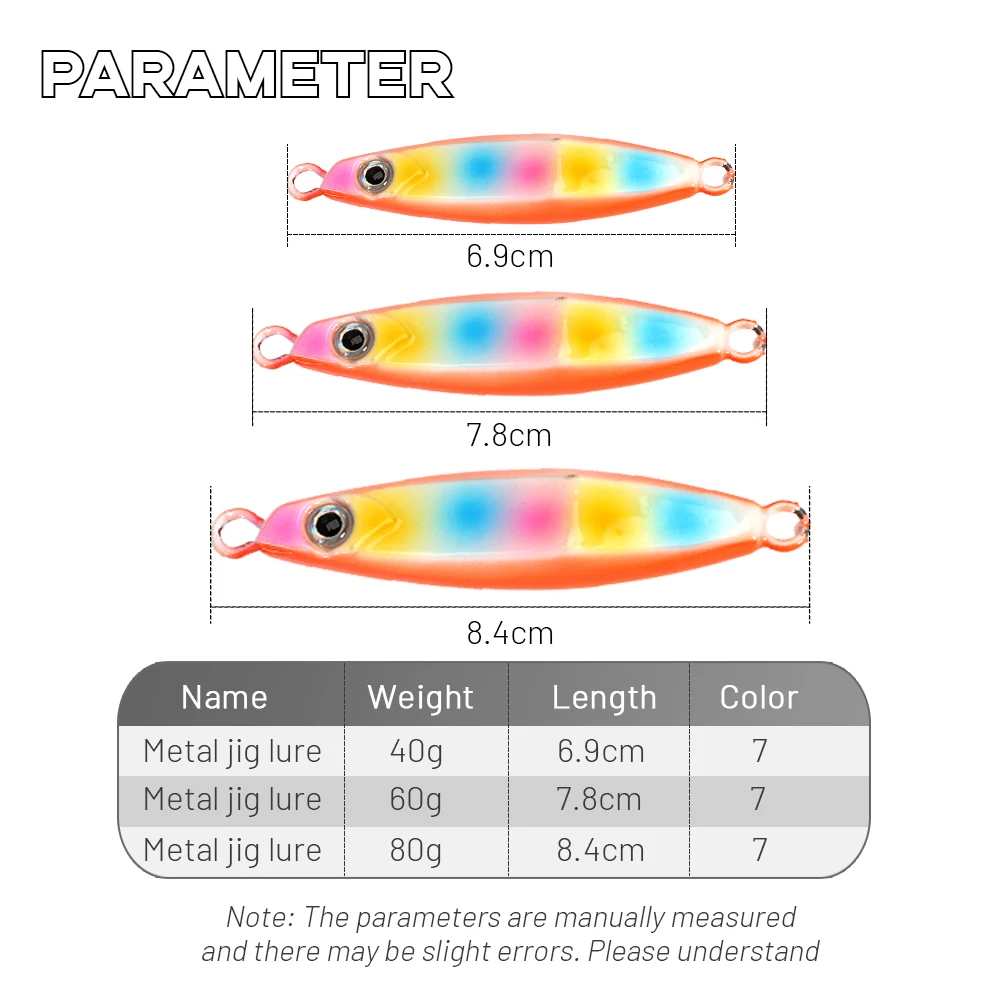 TOLU-señuelo de plantilla de Metal de hundimiento lento, ojos 3D, 40g, 60g, 80g, señuelo de pesca de fundición en tierra de agua salada, plantilla de Metal Vertical con ganchos, novedad de 2024 - imagen 3