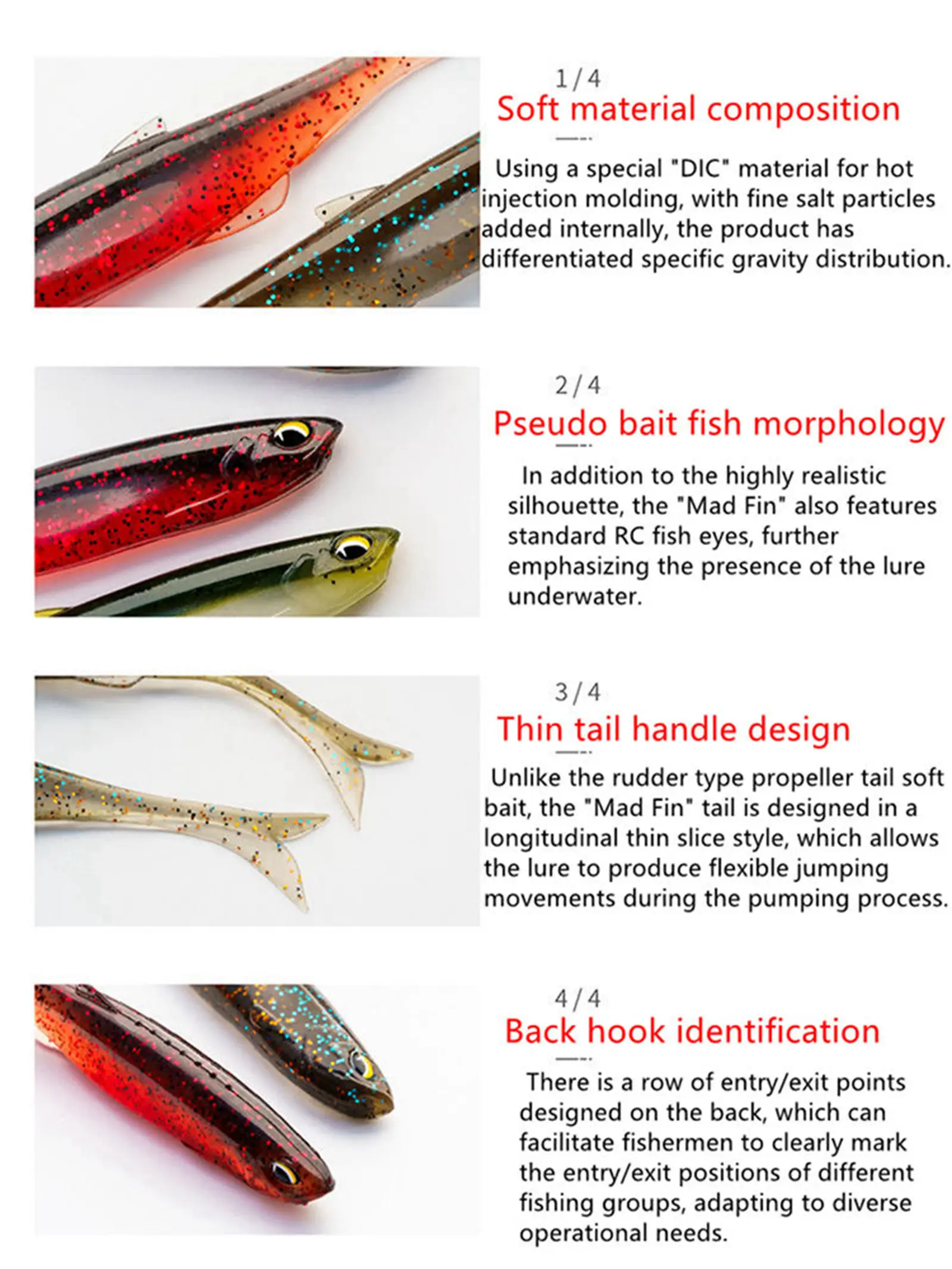 6/7/8 Uds nuevo Ravencraft "Mad-Fin" grupo de pesca sin plomo cebo suave hundimiento señuelo de pesca 68/81/94mm cebo Artificial de perca fina - imagen 4