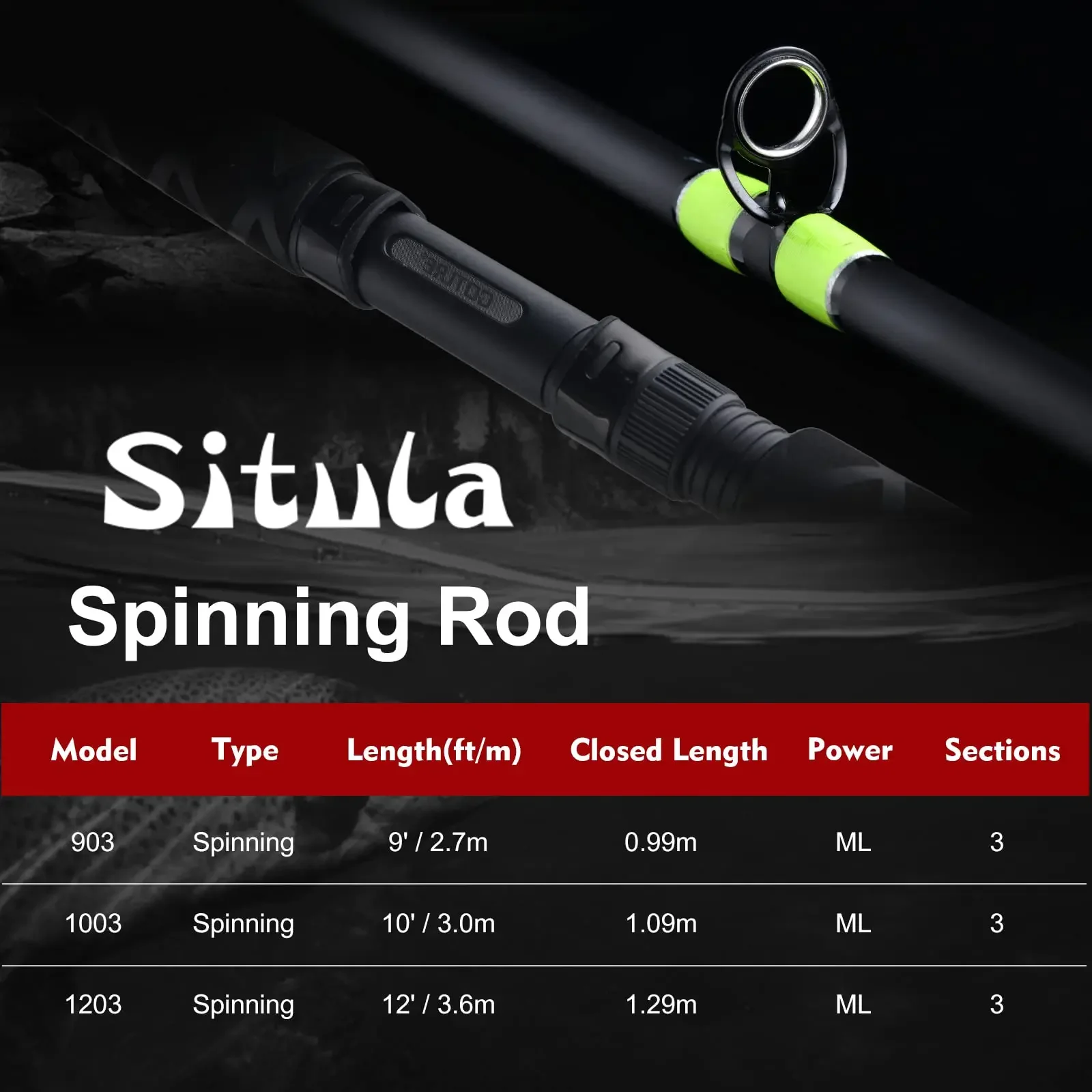 Goture 2,7 M 3,0 M 3,6 M caña de pescar tipo bala 30T + 24T caña giratoria de fibra de carbono ML Power 3 piezas aparejos de pesca para pesca tipo tipo - imagen 3