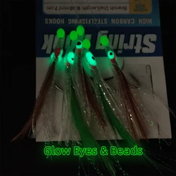 Sabiki para lubina y caballa con cuentas luminosas y plumas