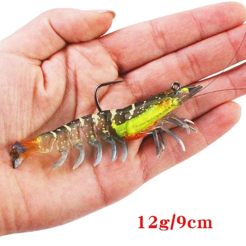 Cebo Artificial de silicona para camarones luminosos de 90mm, simulación de gambas suaves con ganchos, Wobbler de carpa para aparejos de pesca, accesorios de señuelos - imagen 3