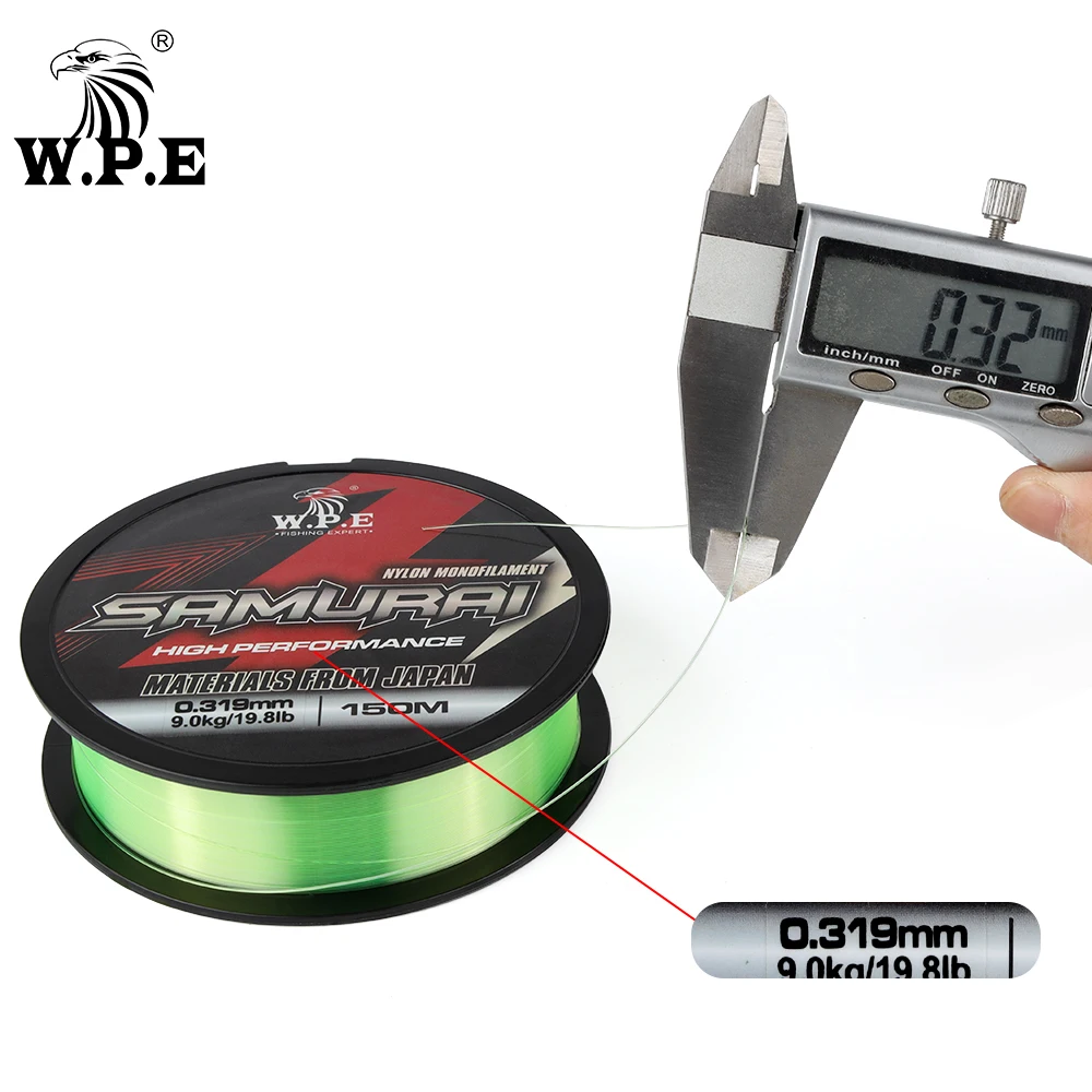 W.P.E SAMURAI 300m Nylon Monofilament Fishing Line 0.267mm-0.342mm Bass Carp Fishing Tackle Main Line Sinking Line 14.1-21.8lb - imagen 4