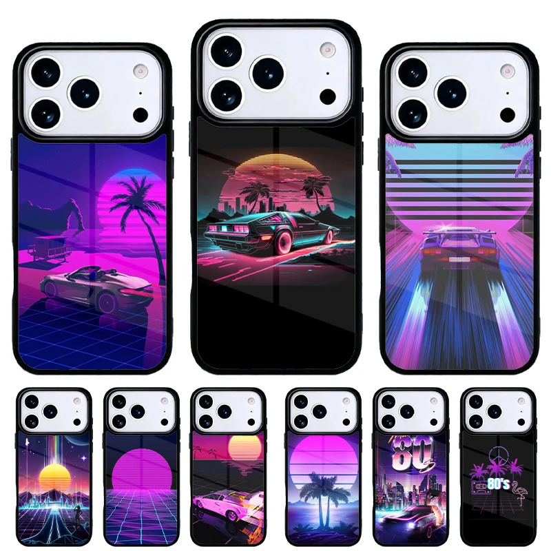 Funda Retro Neon Synthwave para iPhone 17 – Estilo años 80