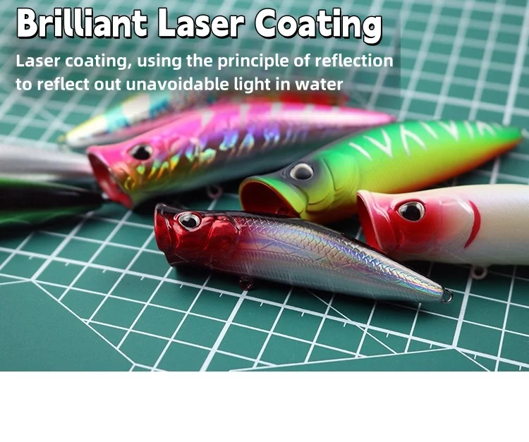 Señuelo de pesca Popper de tiro largo, 1 Uds., 8,5g, 16g, cebos duros artificiales de superficie, Wobbler de pesca de agua salada con anzuelos triples, Lucio - imagen 4