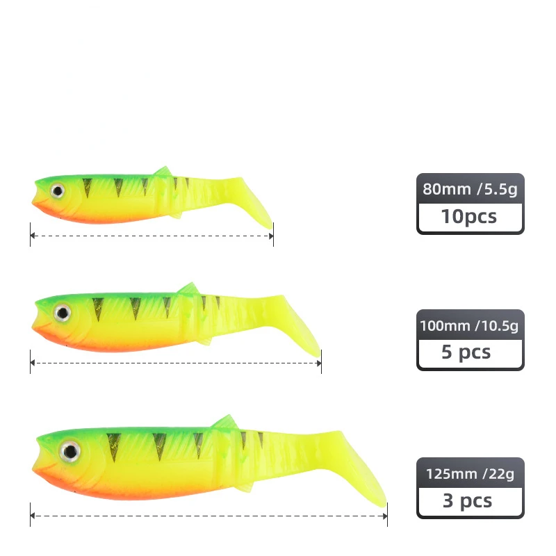 Señuelos de Pesca Wobblers de 100mm, cebos artificiales blandos de 5 piezas, cebo de silicona, gusano de sábalo, lubina - imagen 5