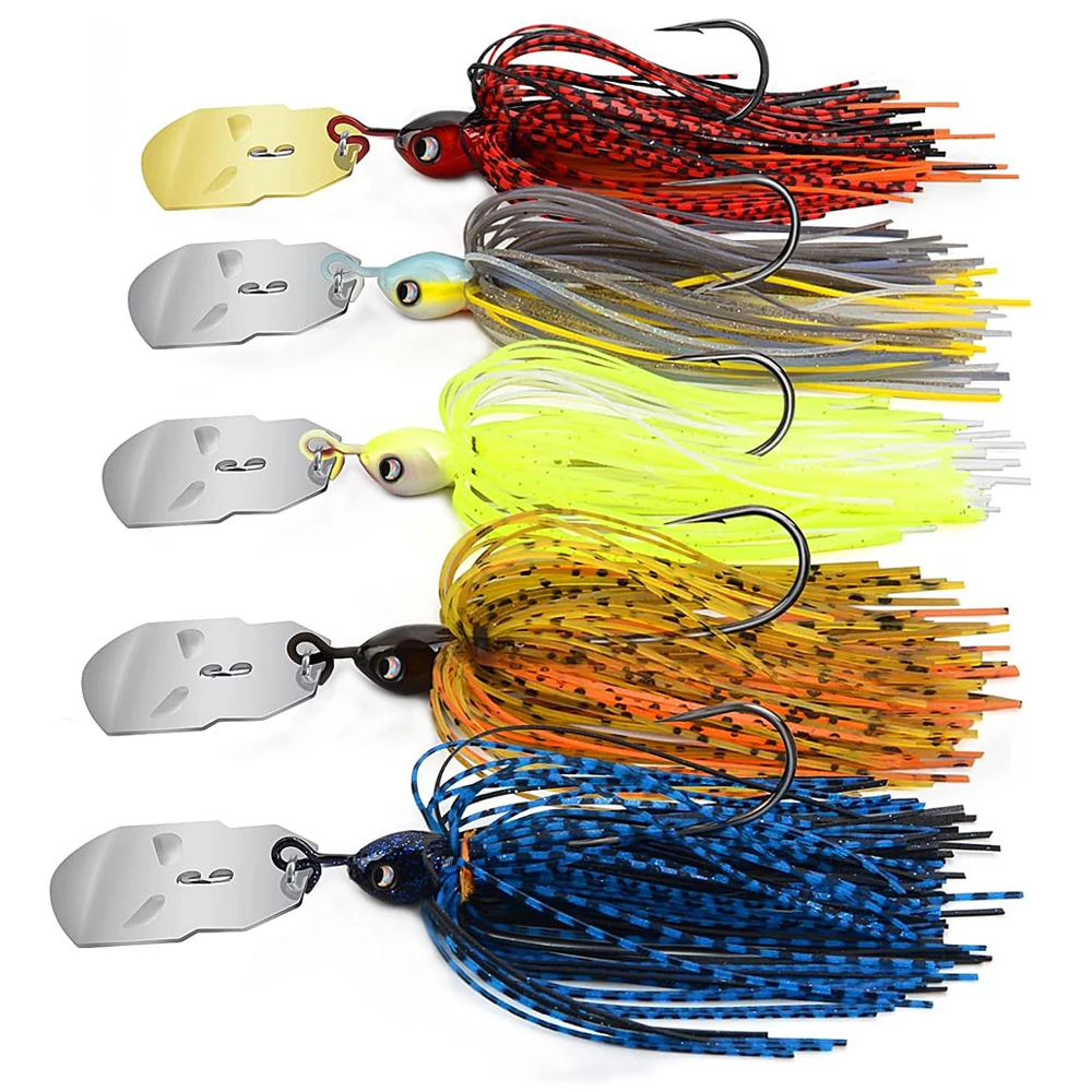 Chatterbait-Señuelos de Pesca de 16g y 19g, faldas de silicona, cuchara con hoja oscilante, anzuelo con cabeza de plantilla de goma, Swimbait de alambre, 1-3 uds., cebo giratorio - imagen 5