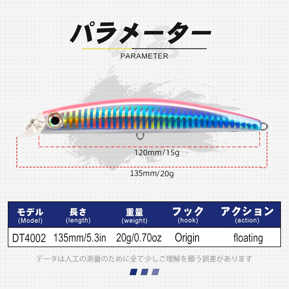 Señuelo de Pesca de agua superior D1, 135mm, 20g, cebo Artificial duro, Jerkbait, láser flotante, Pesca de fundición larga, agua salada para lubina y Lucio - imagen 3