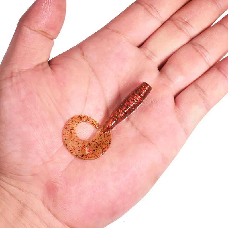 10 Uds. Señuelo suave con olor a pescado y camarones 5,5 cm 2g gusanos de silicona Jig Wobblers agregar sal cebo Artificial para aparejos de pesca de trucha lubina - imagen 3