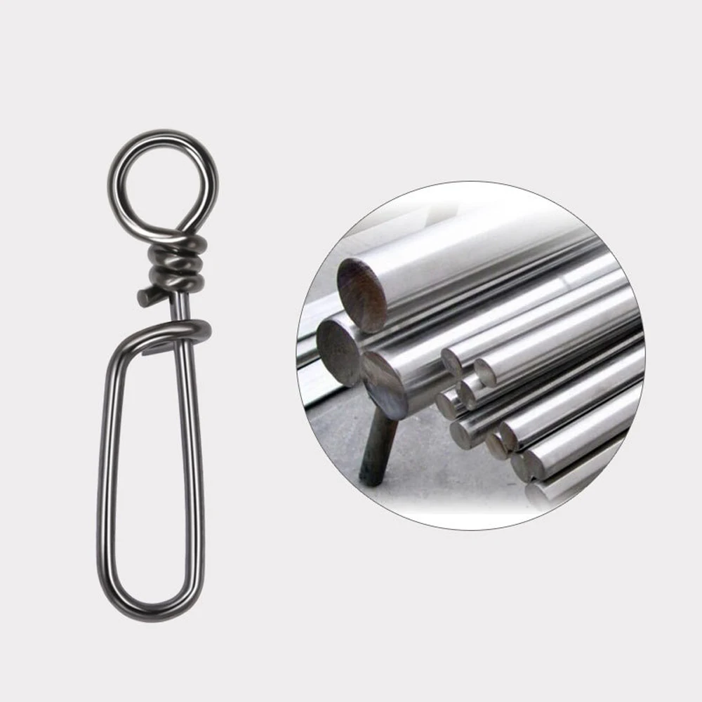 DNDYUJU-conector de pesca de calamar de acero inoxidable, 50 piezas, señuelo de pesca a presión, Pin giratorio, anillos sólidos, broches de seguridad, gancho de pesca - imagen 4